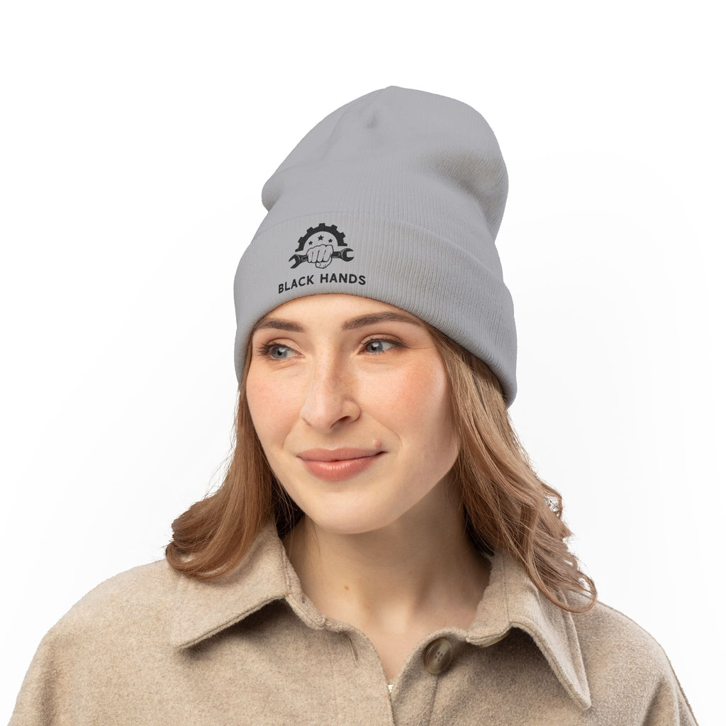 Black Hands Logo Embroidered Knit Beanie