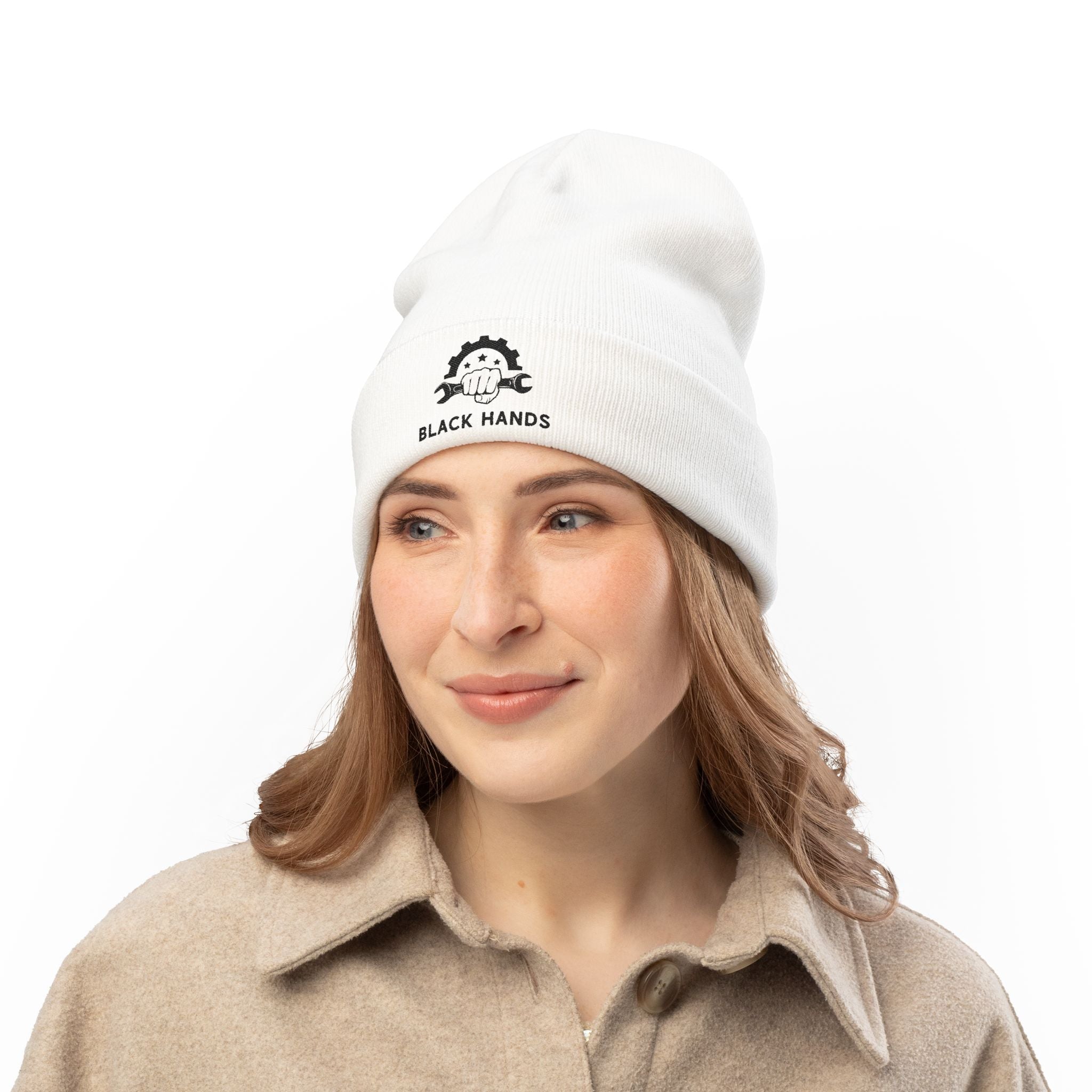 Black Hands Logo Embroidered Knit Beanie