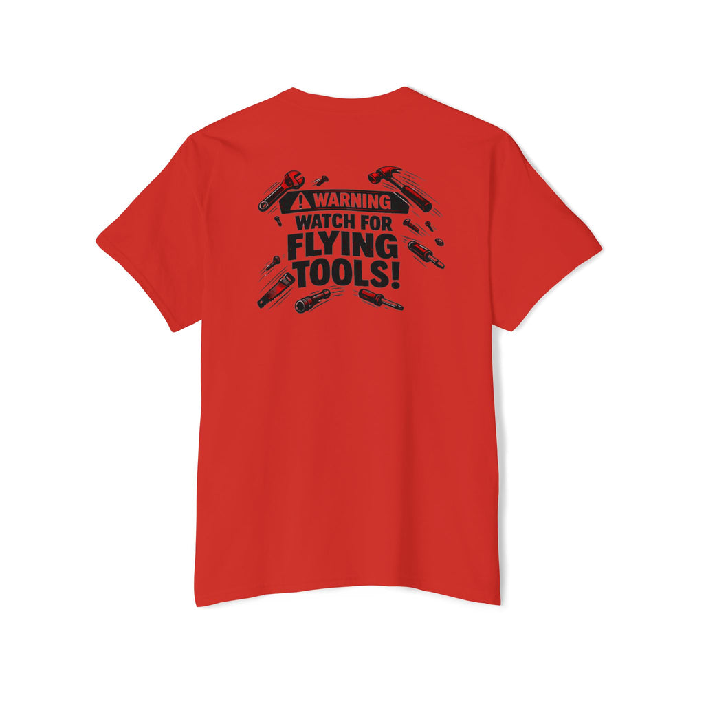 Warning: Watch for Flying Tools! Pocket Tee