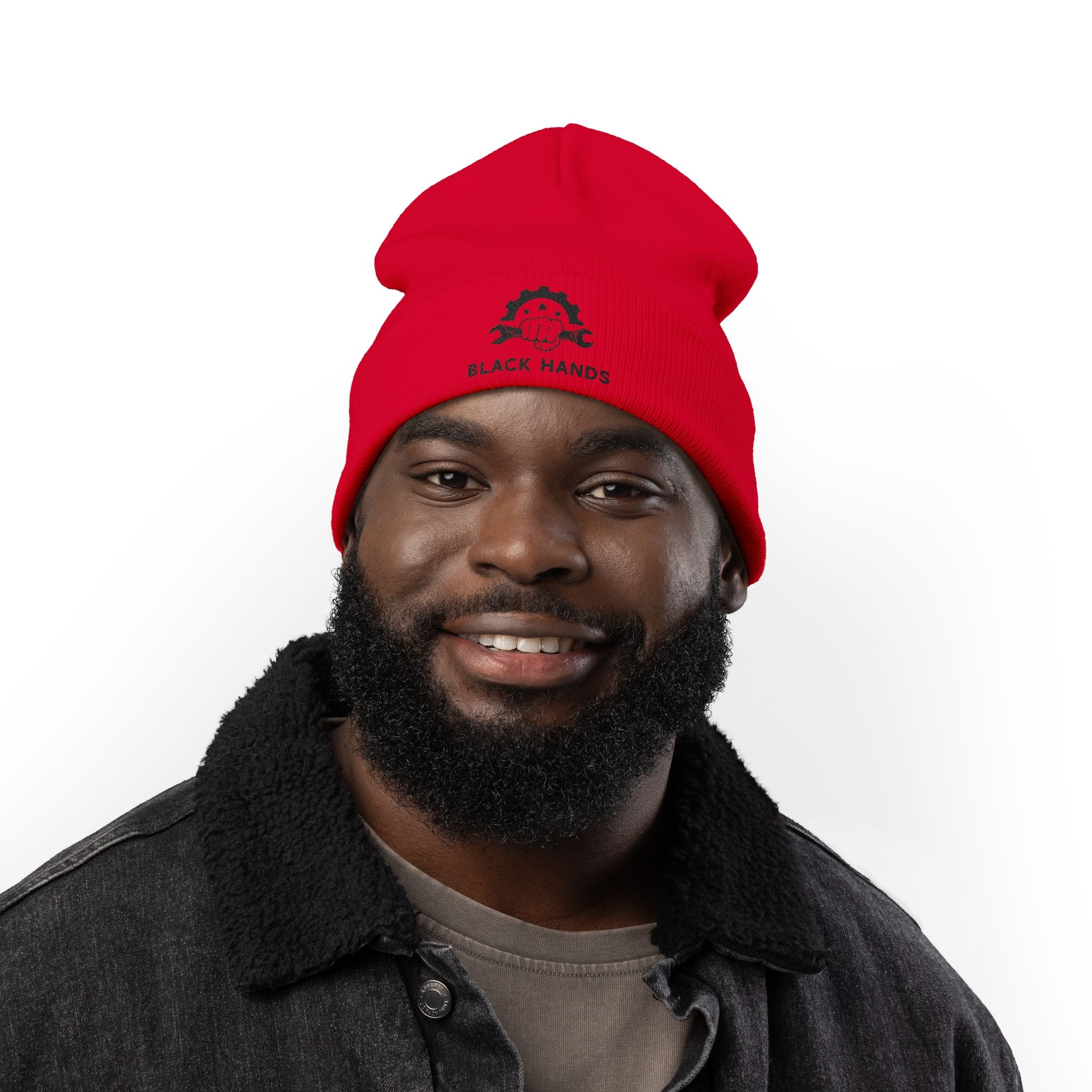 Black Hands Logo Embroidered Knit Beanie