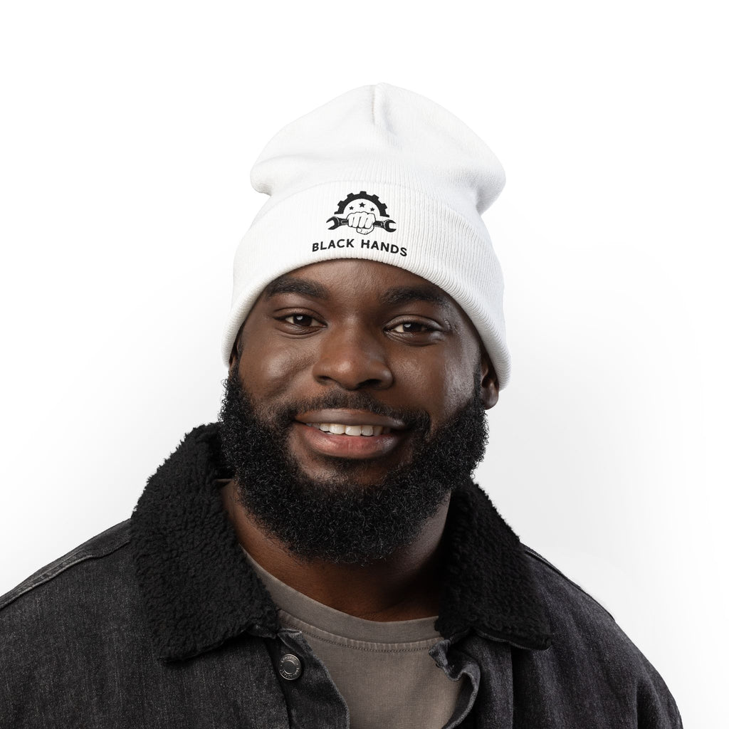 Black Hands Logo Embroidered Knit Beanie