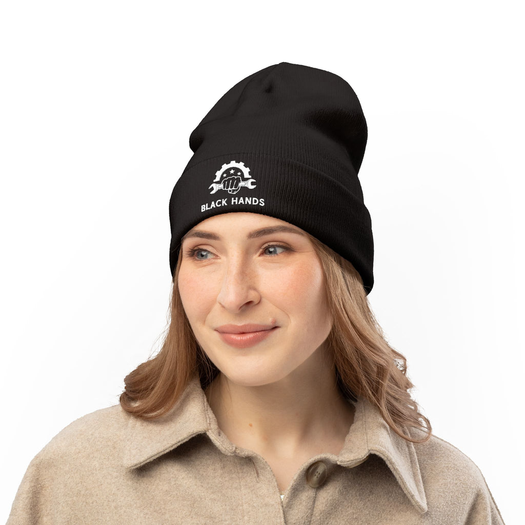 Black Hands Logo Embroidered Knit Beanie