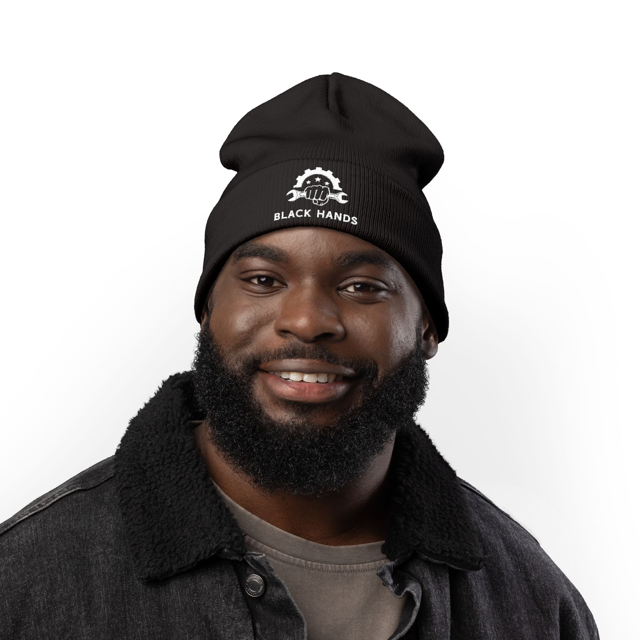 Black Hands Logo Embroidered Knit Beanie